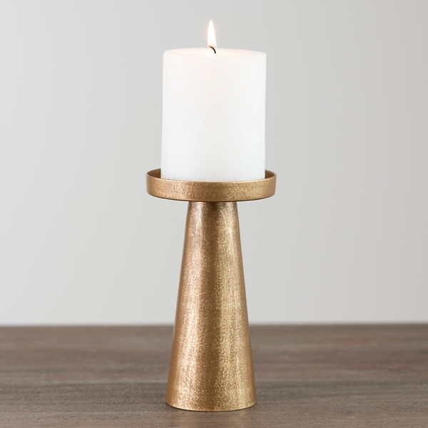 Modern Brushed Gold Pillar Candle Holder, 7 in. | Kirklands Home