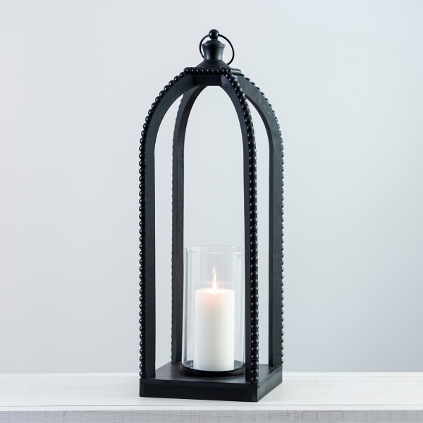 Black Fieldstone Beaded Lantern, 27 in. Kirklands Home