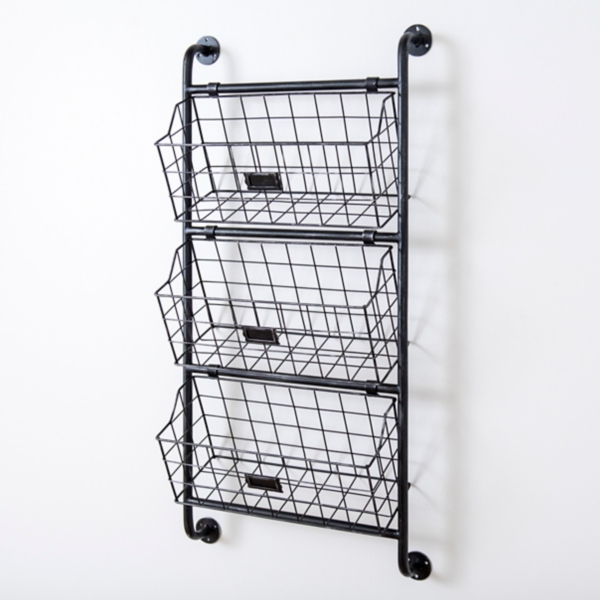 Black Metal Ladder 3Basket Wall Shelf Kirklands Home