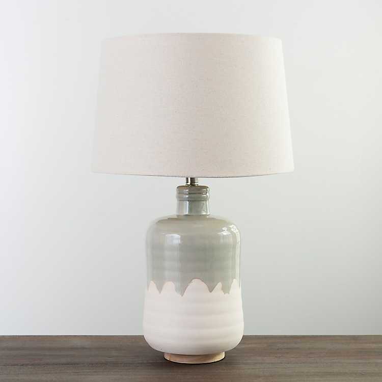 Blue Sea Glazed Two Tone Table Lamp, Beach House Style Table Lamps