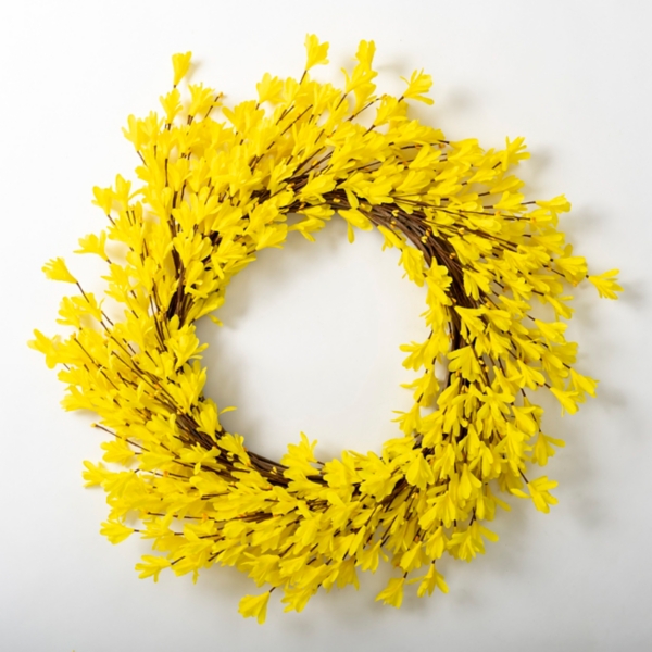 White Forsythia Artificial Flower Wreath