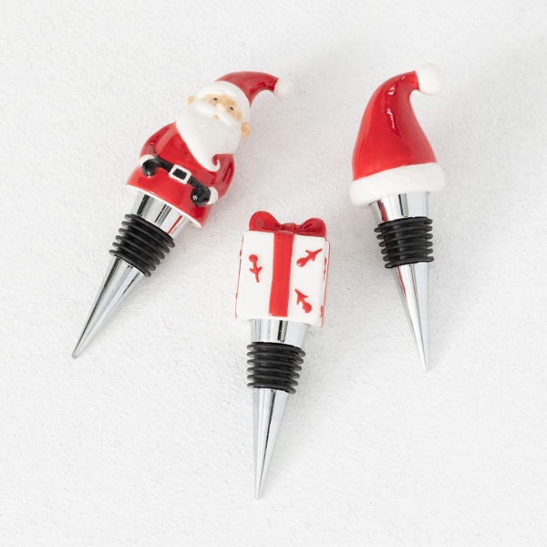 Santa Bottle Stopper 3pc. Christmas Stopper Set Kirklands Home