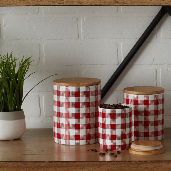 Cherry Checkered 3pc. Storage Canister Set Kirklands Home