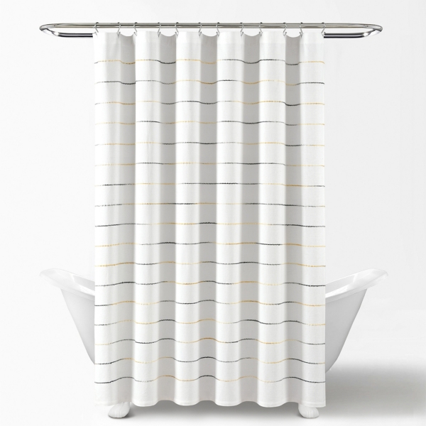 Yellow and Gray Ombre Stripe Shower Curtain