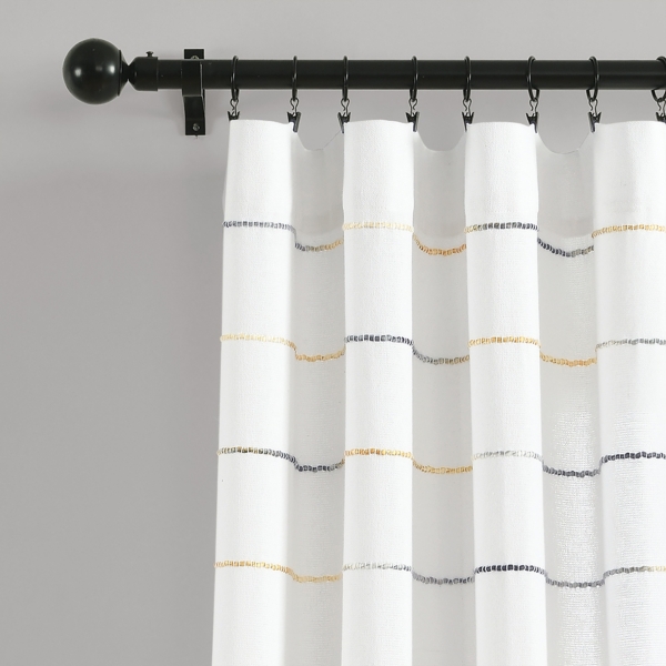 Yellow and Gray Stripe Curtain Panel Set, 84 in.