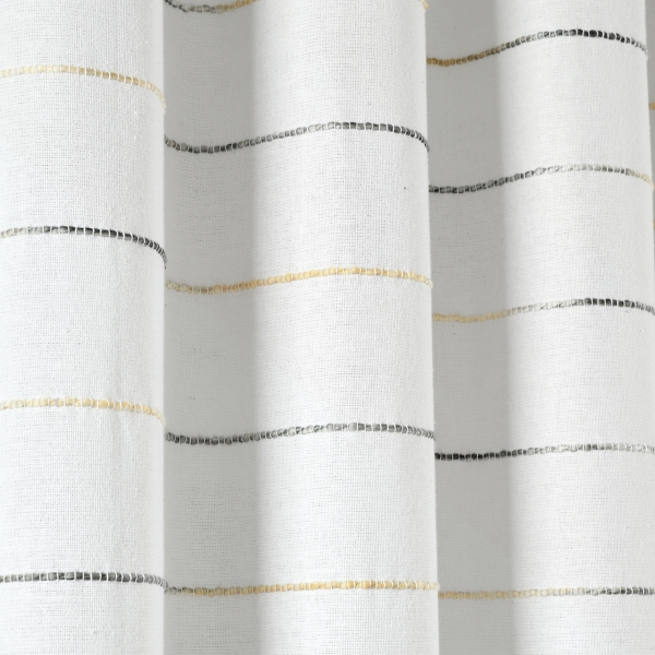 Yellow and Gray Stripe Curtain Panel Set, 84 in.