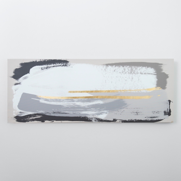 Gray, White, & Gold Leaf Abstract Canvas Art Print