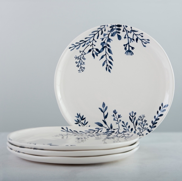 White and shop blue dinner plates