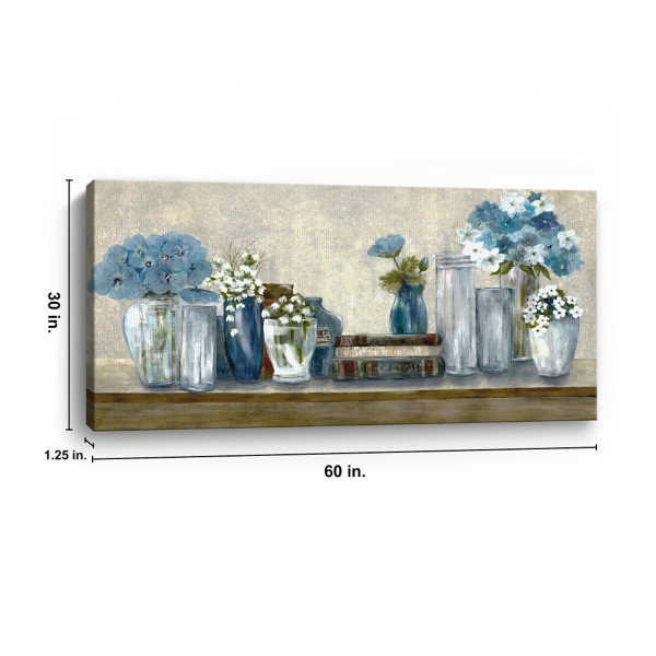 Blue Floral Desk Giclee Canvas Print, 60x30 in.