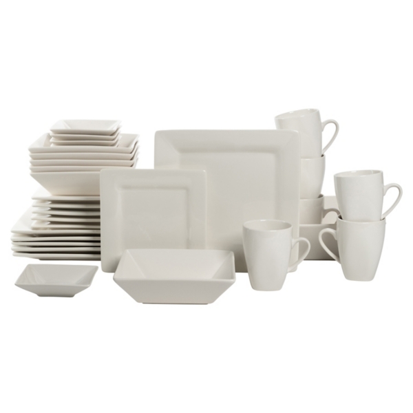 White Ceramic Square 40-pc. Dinnerware Set