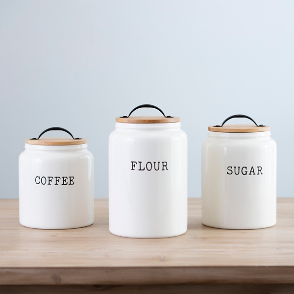 Flour, Coffee, and Sugar Canisters, Set of 3