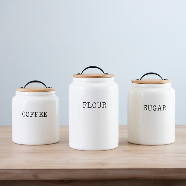 Ceramic Coffee Tea Sugar Flour Canister Set Dish