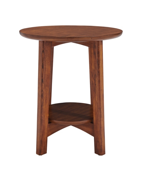 Warm Chestnut Wood Round Accent Table