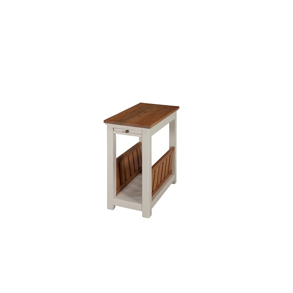 Ivory and Natural Wood Magazine Shelf Accent Table