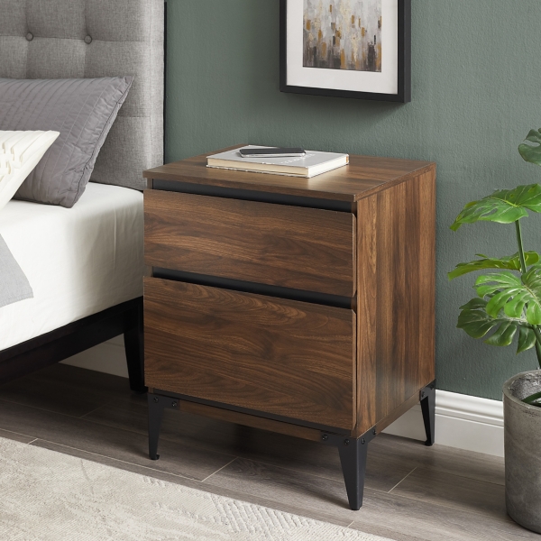 Dark Walnut Wood Bracket Leg Nightstand | Kirklands Home