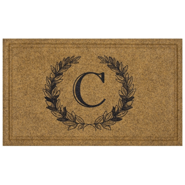 Brown Monogram C Laurel Wreath Doormat, 30x18 in. Kirklands Home