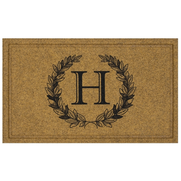 Brown Monogram H Laurel Wreath Doormat, 36x24 in. Kirklands Home