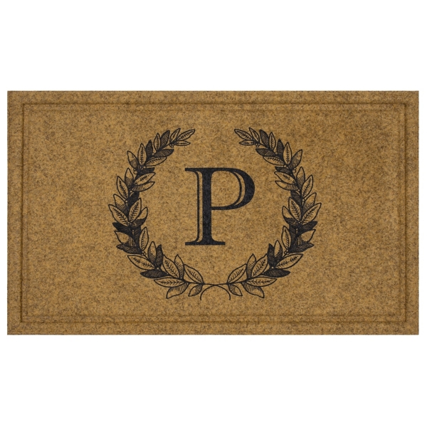 Brown Monogram P Laurel Wreath Doormat, 36x24 in. Kirklands Home