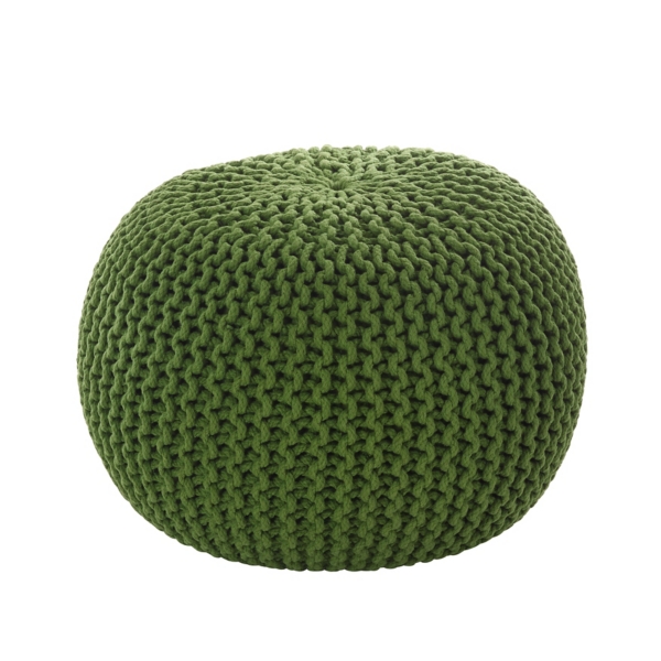 Green Twisted Knit Cotton Rope Pouf Kirklands Home