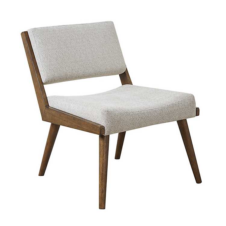 Ivory Upholstered Armless Accent Chair, Armless Upholstered Chair