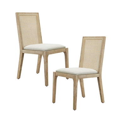 Upholstered cane deals dining chair