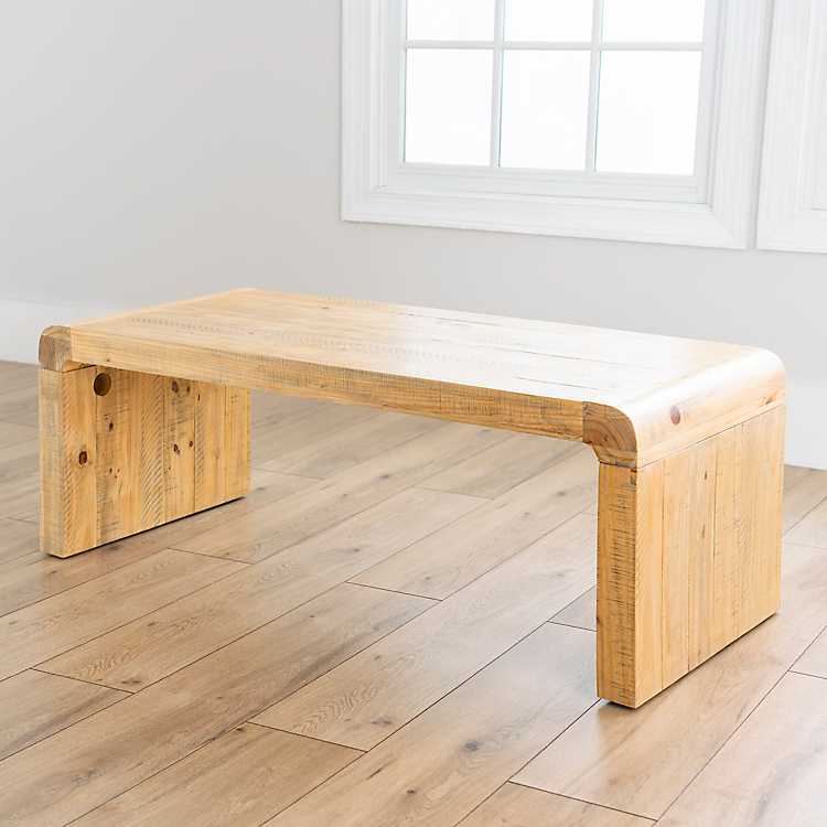 Natural Wood Curved Edge Coffee Table, Curved Wood Coffee Table Legs