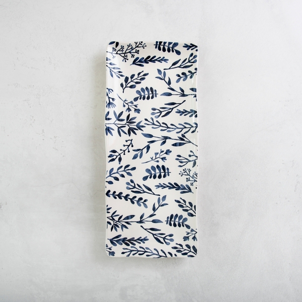 White and Blue Vines Serving Tray Kirklands Home