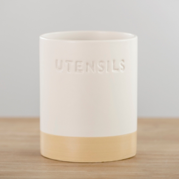 Matte White Embossed Utensil Holder Kirklands Home