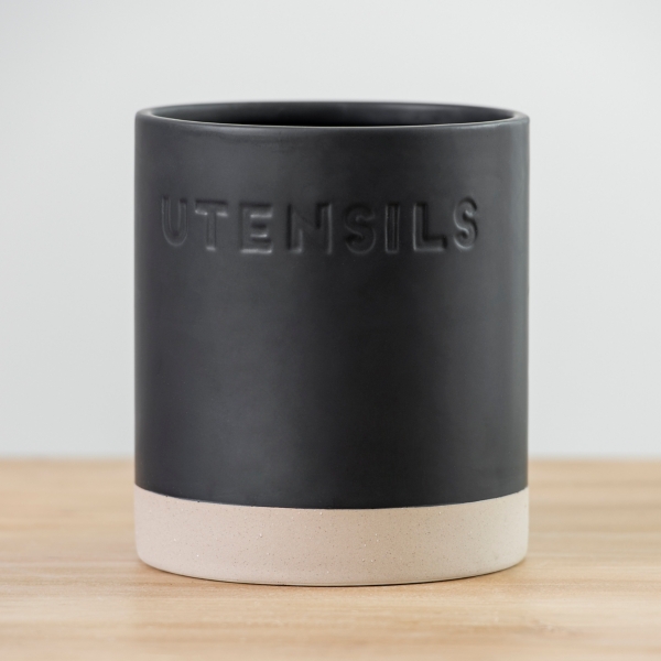 Matte Black Embossed Utensil Holder Kirklands Home