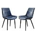 Blue Faux Leather Stitched Chairs, Set of 2