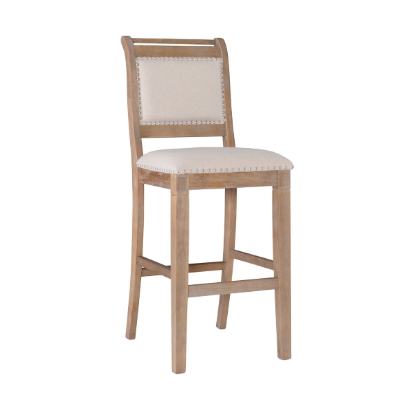 Natural Striped Upholstered Wood Frame Bar Stool Kirklands Home