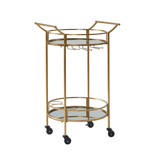 Gold Metal Frame Bar Cart with Mirrored Shelves Kirklands Home