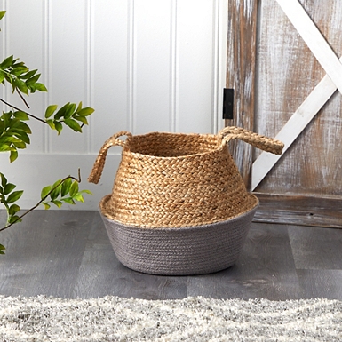 Grass Jute Basket with Black Twine