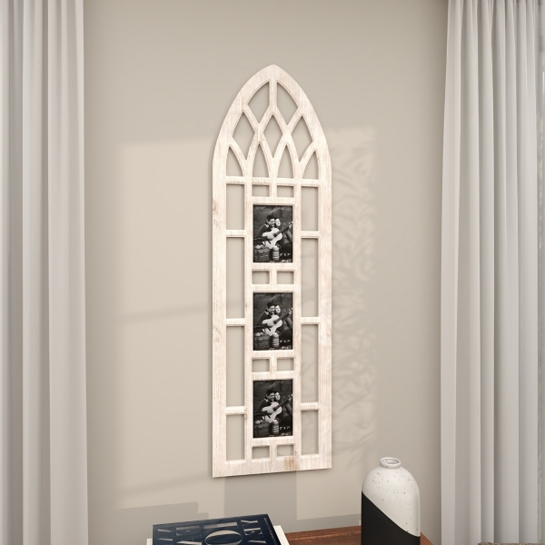 Whitewash Window Arch 3-Opening Collage Frame