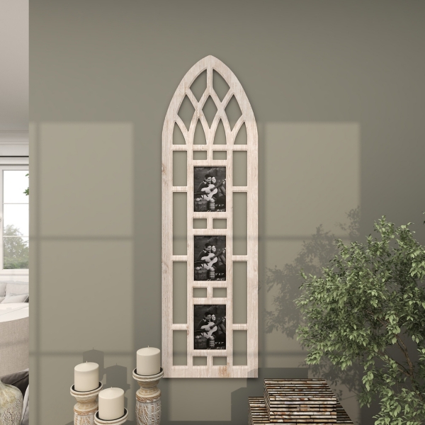 Whitewash Window Arch 3-Opening Collage Frame