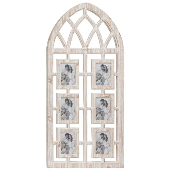 Whitewash Window Arch 6-Opening Collage Frame