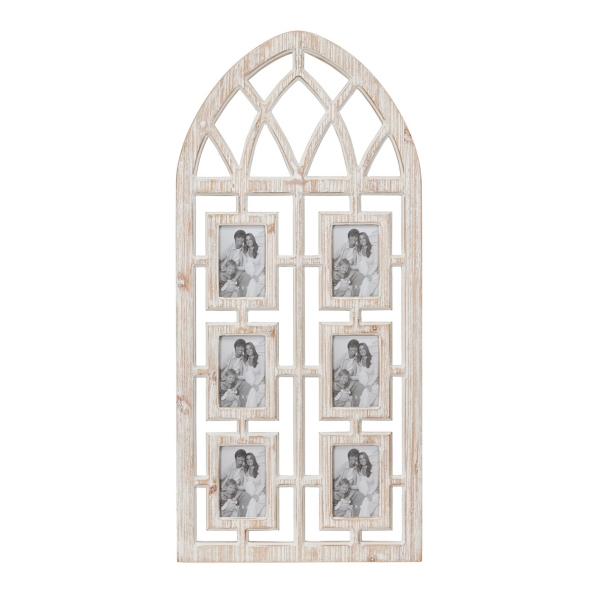 Whitewash Window Arch 6-Opening Collage Frame