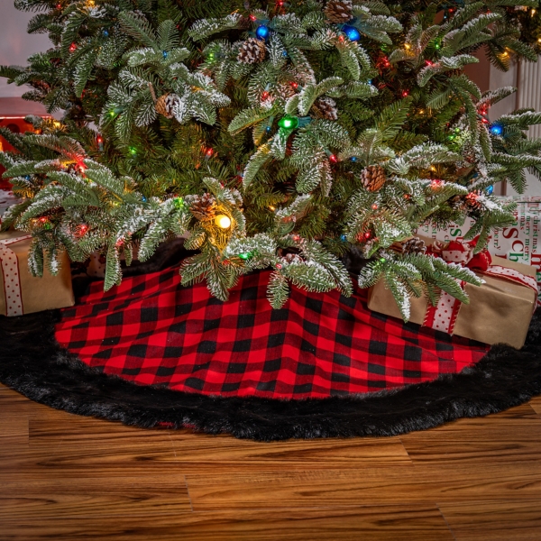 Red and Black Buffalo Plaid Christmas Tree Skirt Kirklands Home