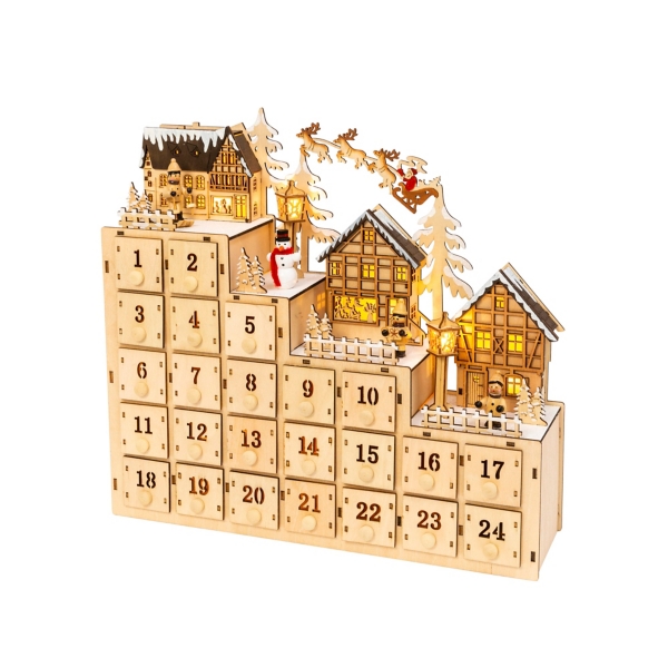 Pre-Lit Reindeer Village Christmas Advent Calendar