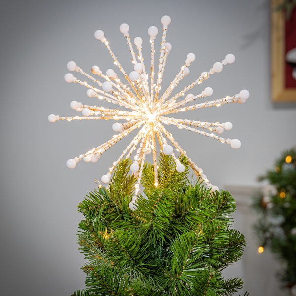 Gold Starburst Snowflake LED Tree Topper