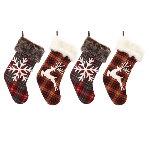 Buffalo Plaid Deer Christmas Stockings, Set of 4 Kirklands Home
