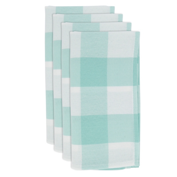 Green and White Buffalo Plaid Napkins, Set of 4