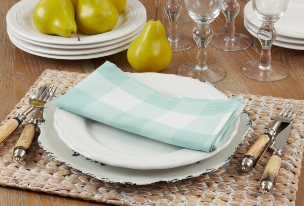 Green and White Buffalo Plaid Napkins, Set of 4