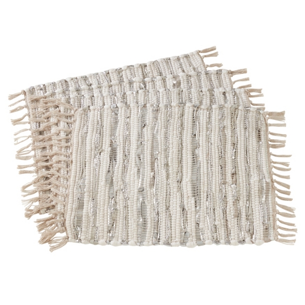 Silver and Leather Woven Placemats, Set of 4 Kirklands Home