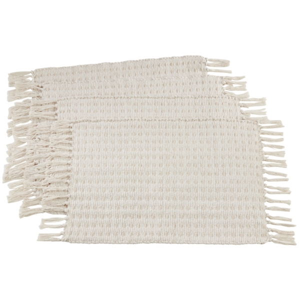 Ivory Woven Dashed Placemats, Set of 4 Kirklands Home
