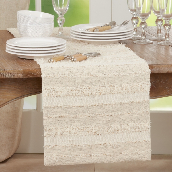 Ivory and Sand Textured Stripe Table Runner Kirklands Home