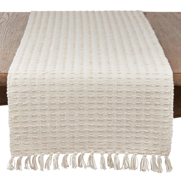 Natural Dashed Woven Long Cotton Runner