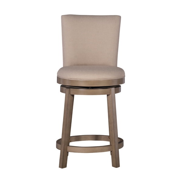 Rustic Taupe Upholstered Swivel Counter Stool