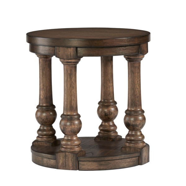 Mahogany Balustrade Round Accent Table | Kirklands Home
