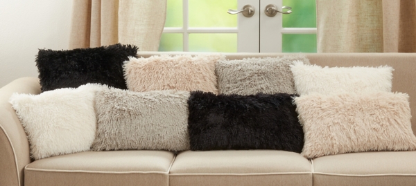 Black Faux Fur Lumbar Pillow